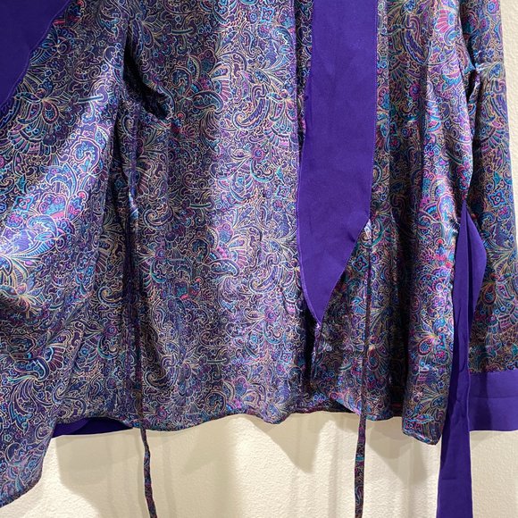 Vintage Victoria's Secret Royal Purple Satin Paisley Robe - Picture 15 of 15
